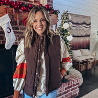 Penelope Puffer Vest - BROWN