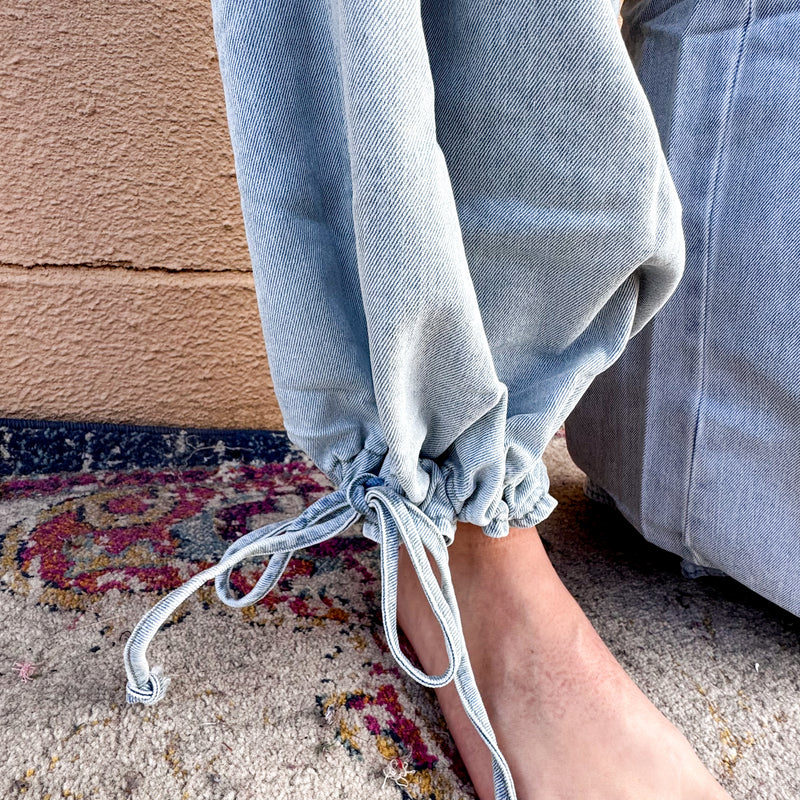 Wide Leg Tie Hem Jeans