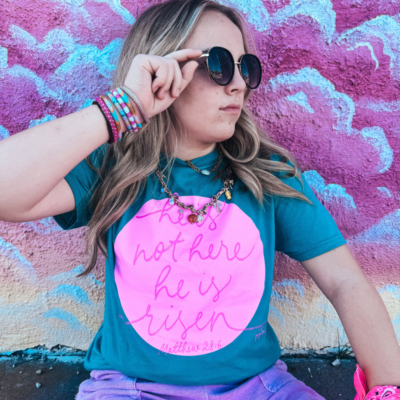 He is Risen Pink Circle Tee