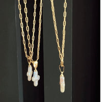 Dainty Pearl Cross Necklace