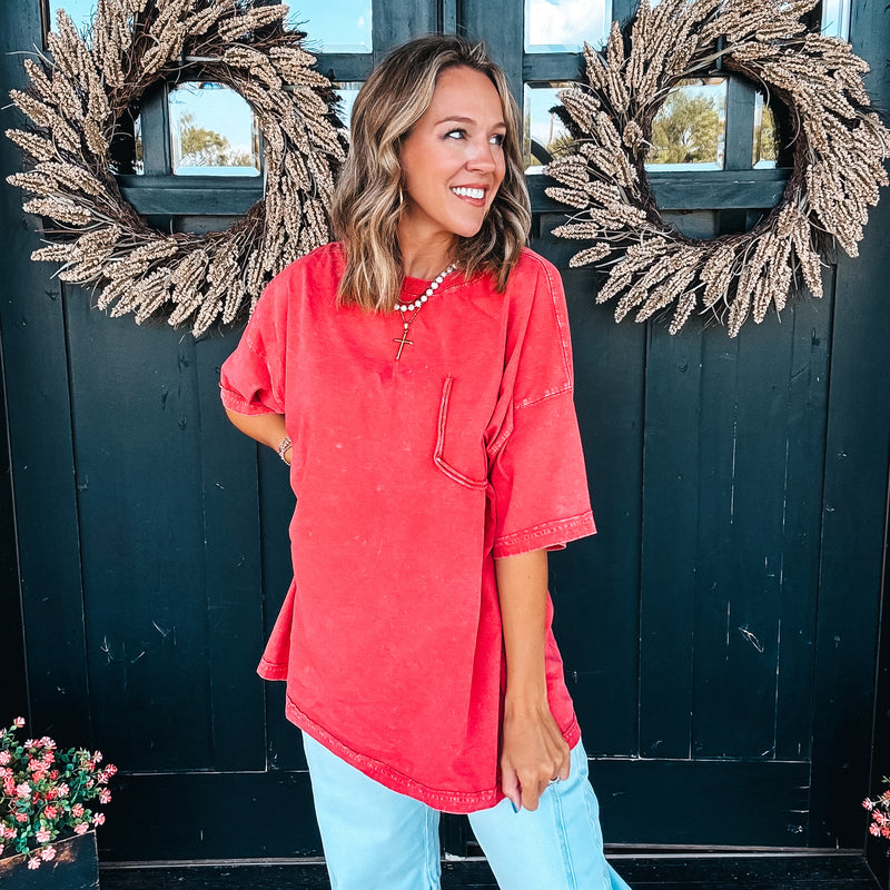 Mae Mineral Wash Tee - RED