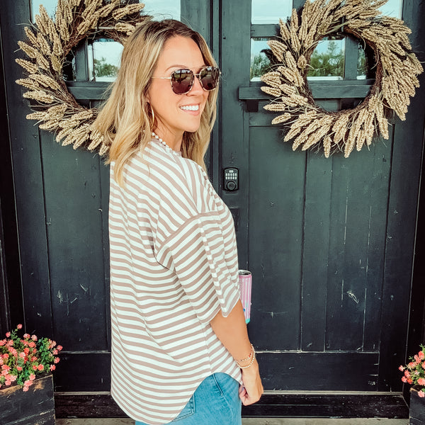 Jessi Striped Top - Taupe