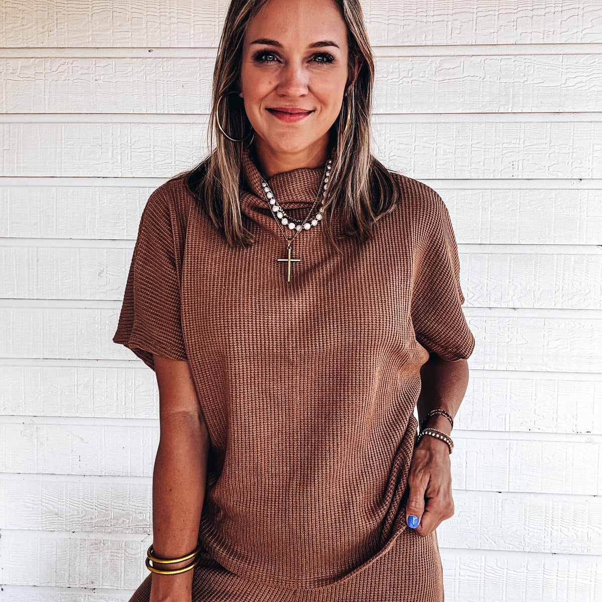 Andi Waffle Knit Set - TOFFEE