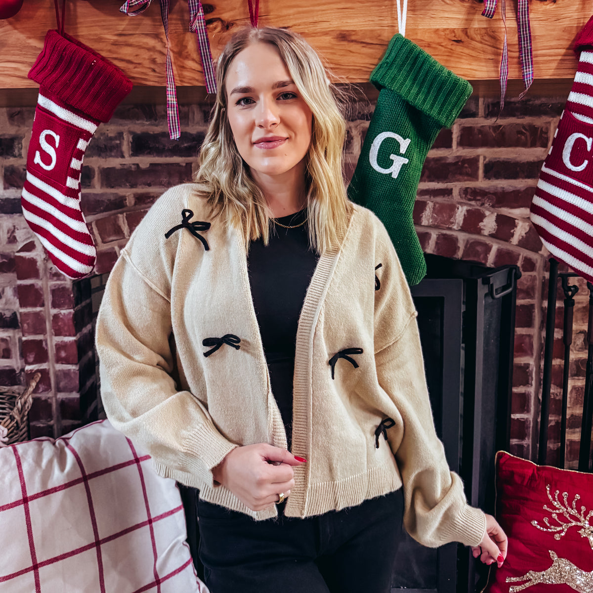 Ribbons and Bows Cardigan - CREAM