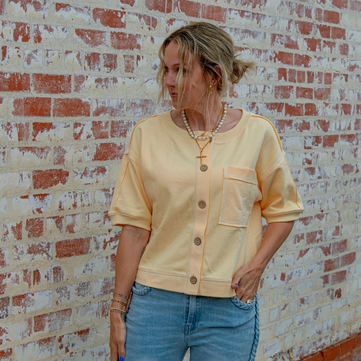 Believer Button Up Blouse - BUTTER