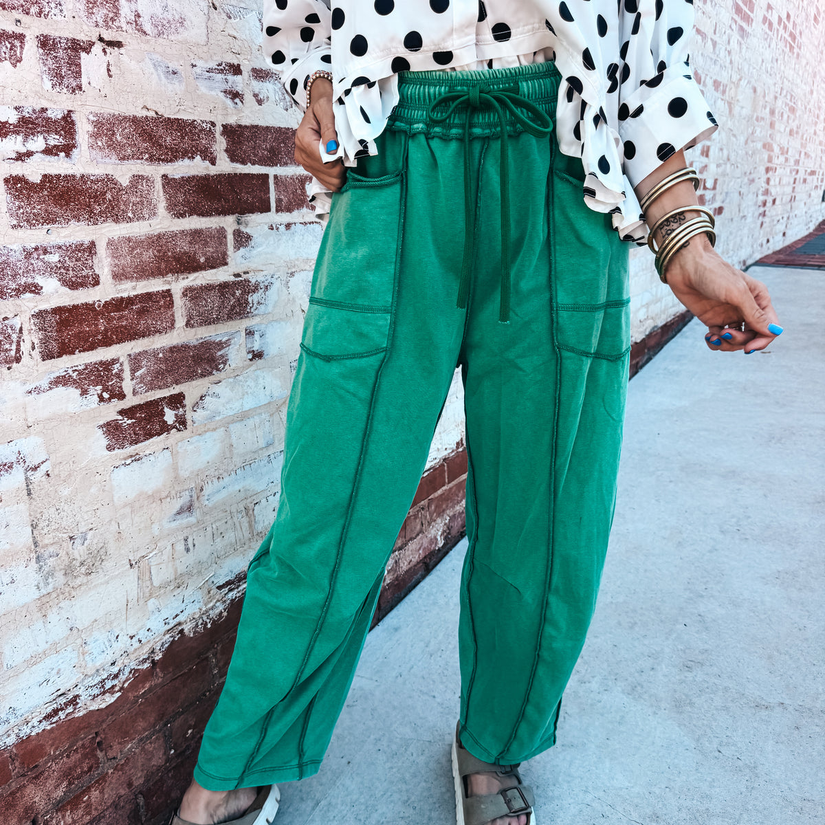 Braxton Barrel Louge Pants - GREEN