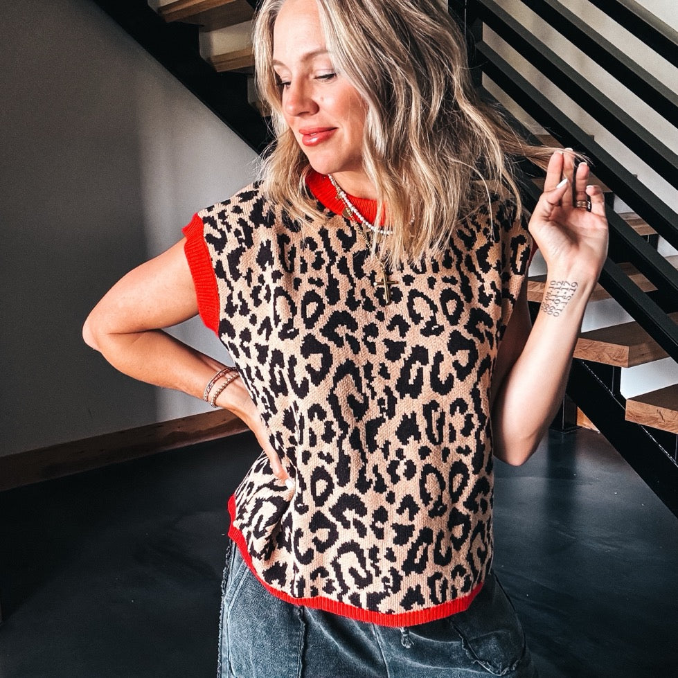 Loud in Leopard Sweater Vest