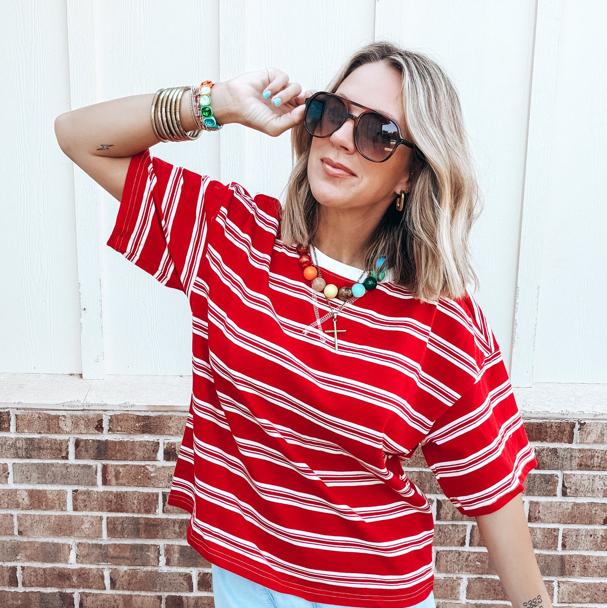 Americana Striped Top - RED