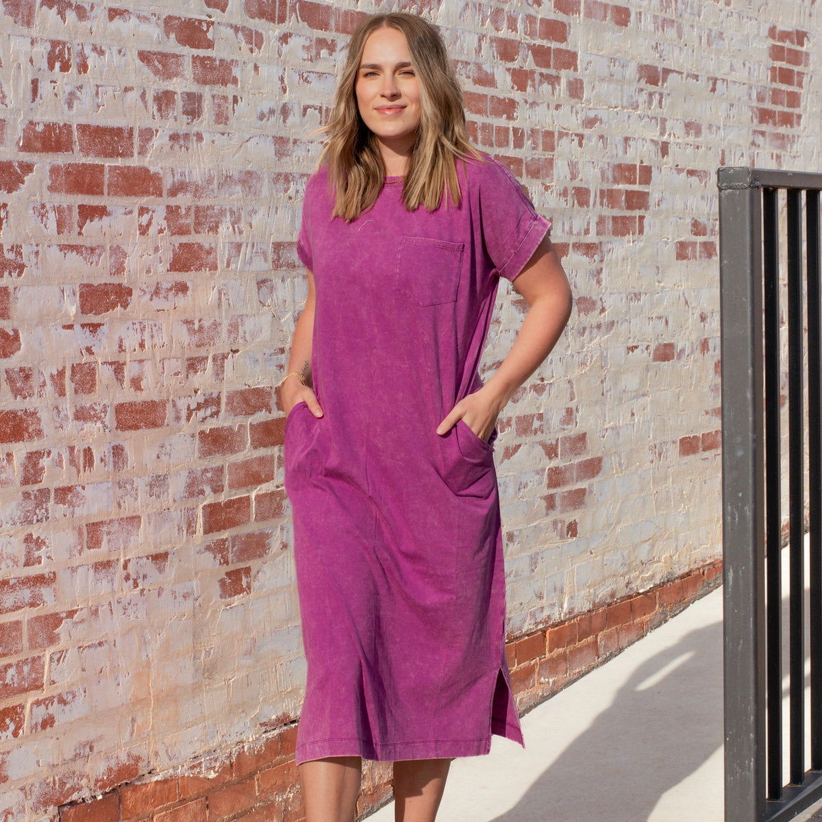 Emily Essential T-shirt Dress - PLUM