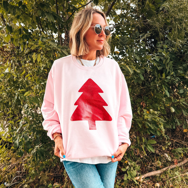 Red Glitter Tree Sweatshirt