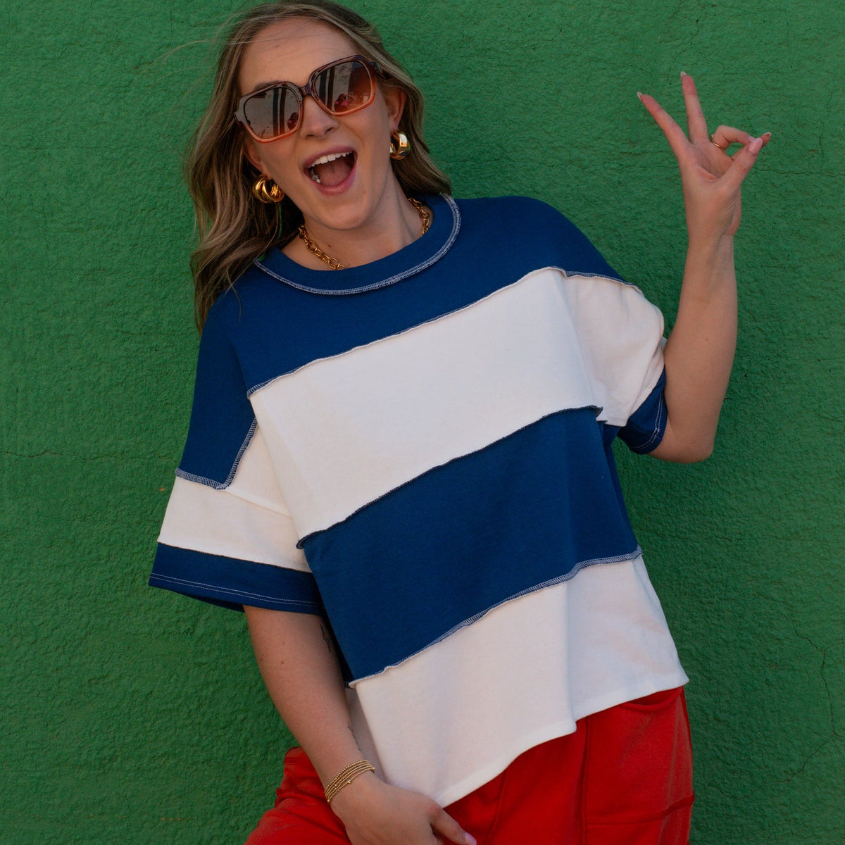 Simple Solids Top - NAVY