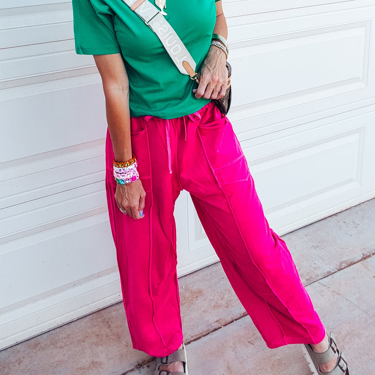 Braxton Barrel Louge Pants - FUCHSIA