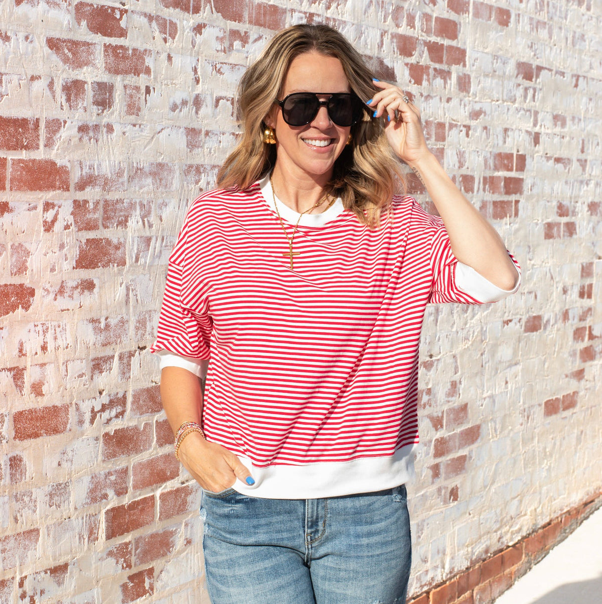 Serenity Striped Top - RED