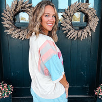 Colorblock Floral Patch Top