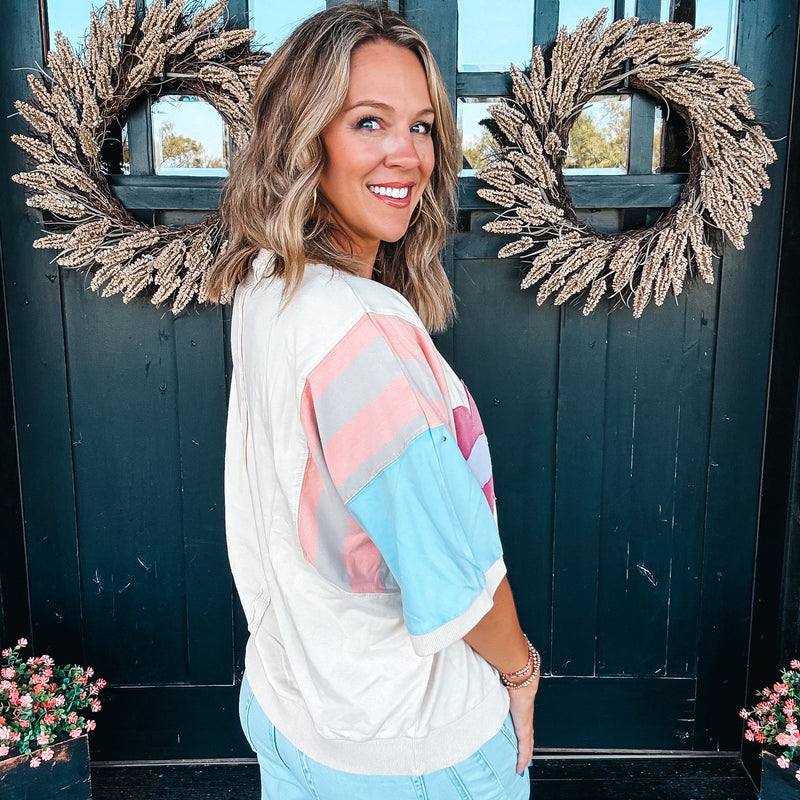Colorblock Floral Patch Top