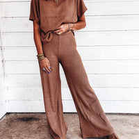 Andi Waffle Knit Set - TOFFEE
