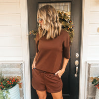 Arianna Scuba Shorts Set- Brown