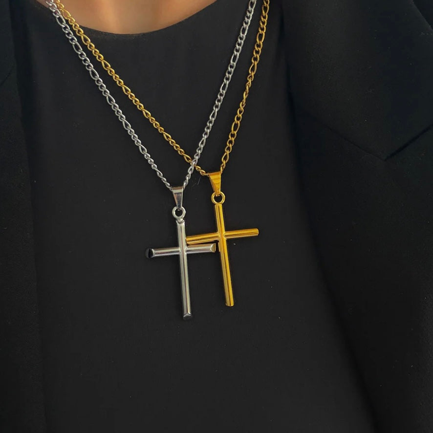 Large Cross Necklace-Silver