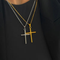 Large Cross Necklace-Silver