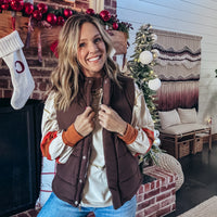 Penelope Puffer Vest - BROWN