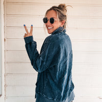 Monica Mineral Wash Sweatshirt - Navy Blue