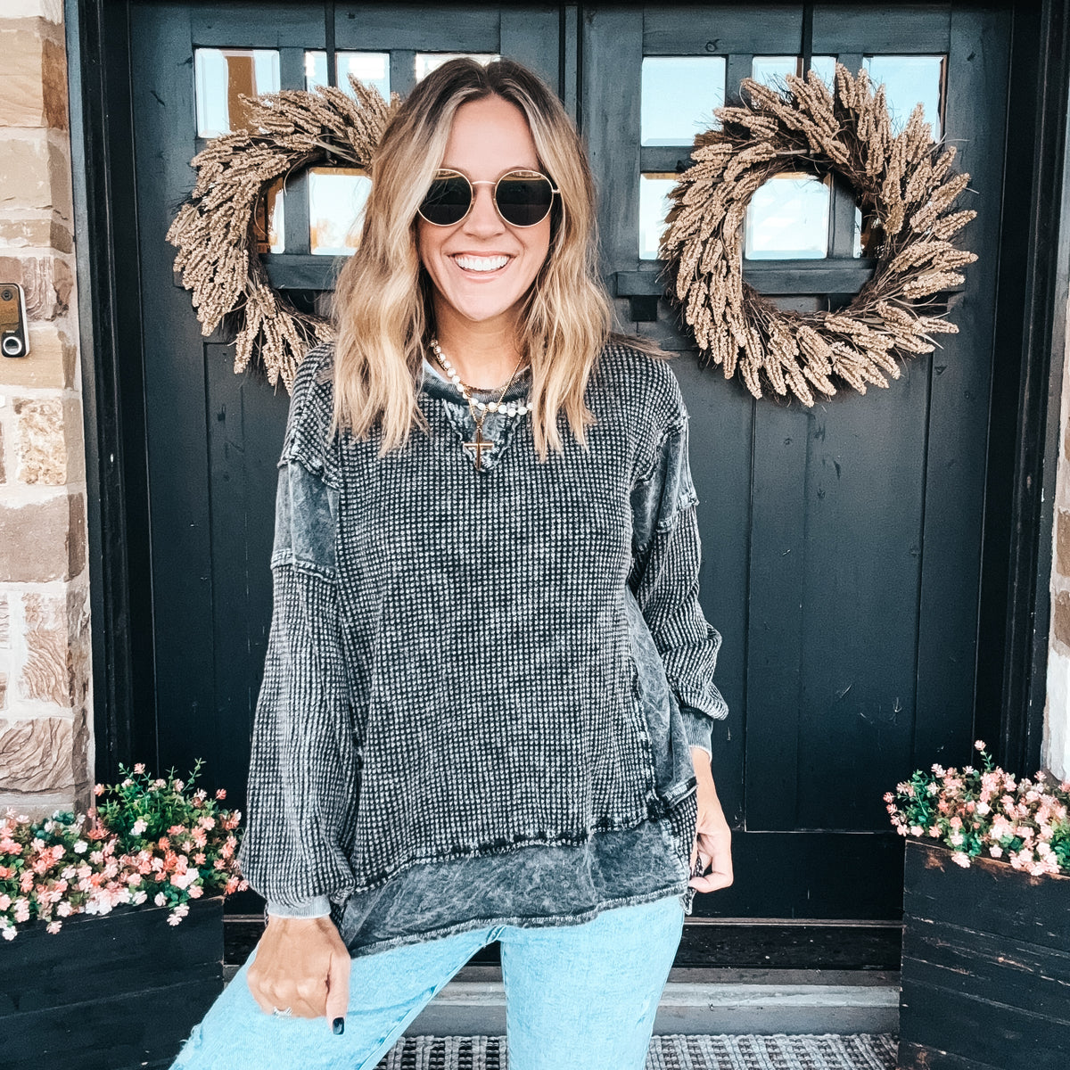 Molly Mineral Wash Terry Top - Ash Black