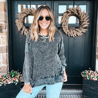 Molly Mineral Wash Terry Top - Ash Black