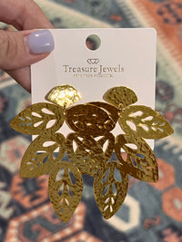 Giant Leaf Gold Earrings