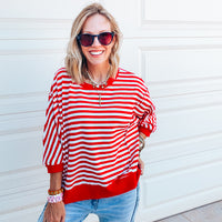 Sarah Striped Top - RED