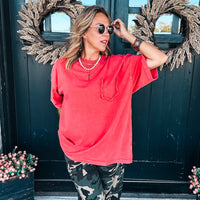 Mae Mineral Wash Tee - RED