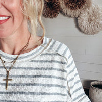 Bethany Boxy Top- Blue/Grey