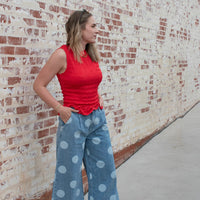 Sienna Smocked Ruffle Tank - RED