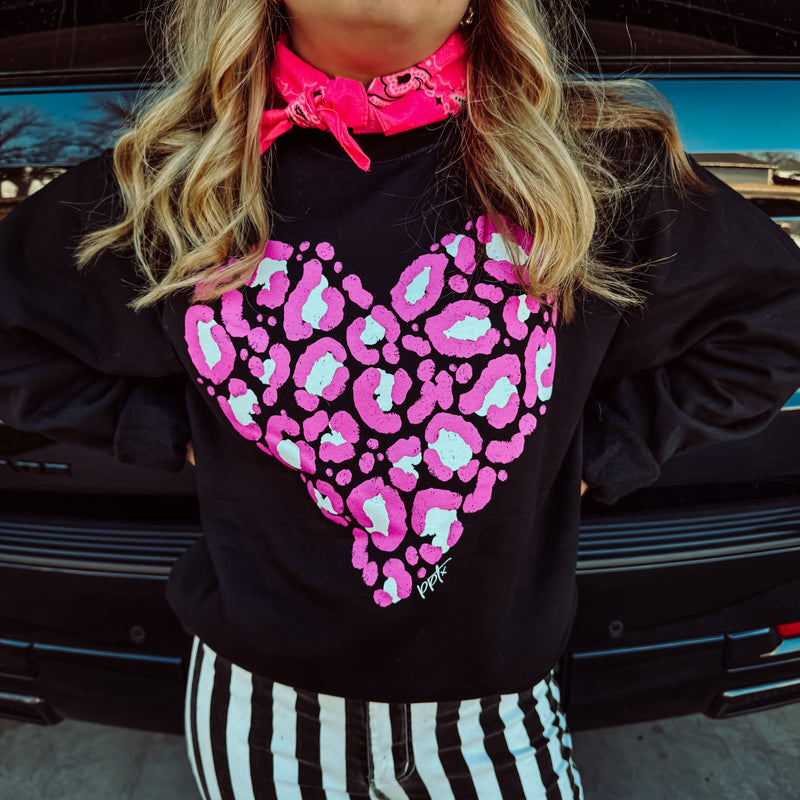 Pink Leopard Heart Sweatshirt