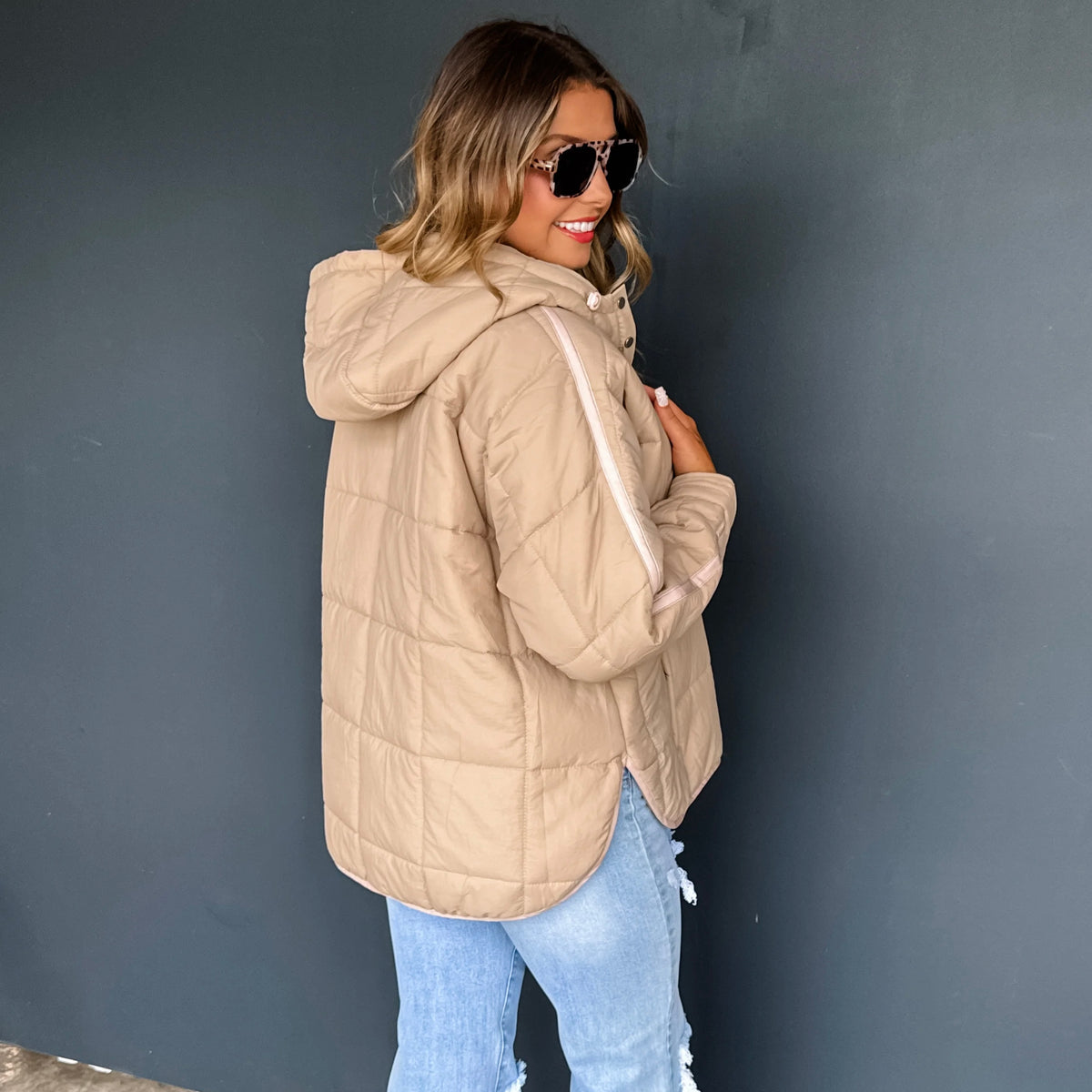 Valerie Vibrant Puffer Jacket - BEIGE