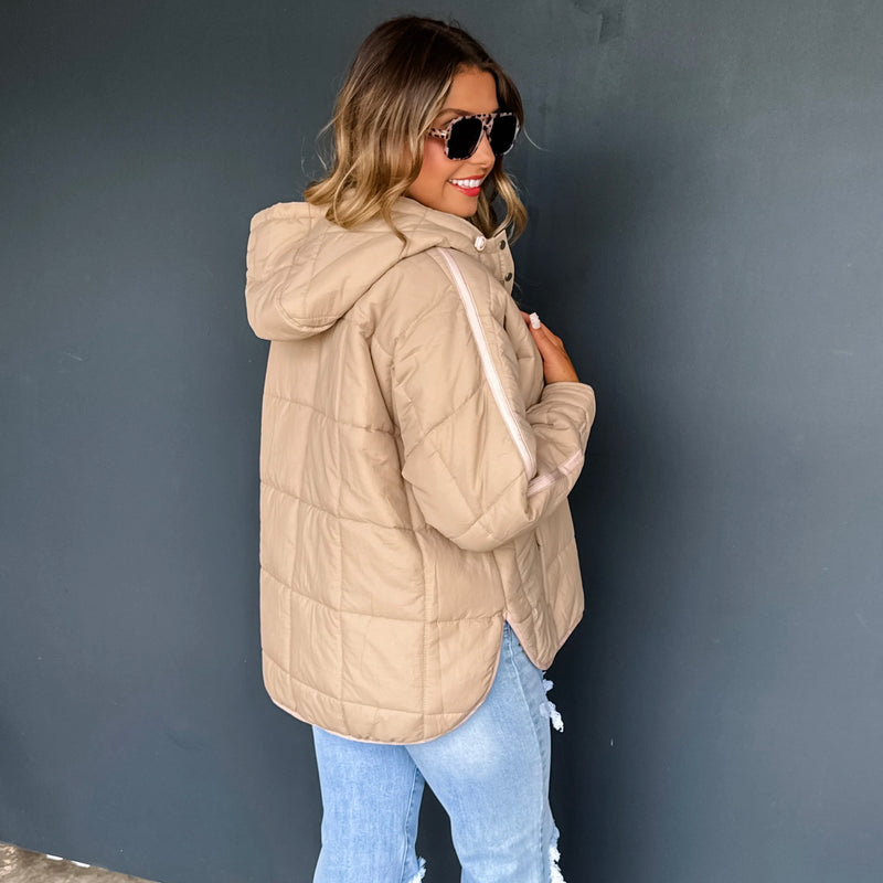 Valerie Vibrant Puffer Jacket - BEIGE