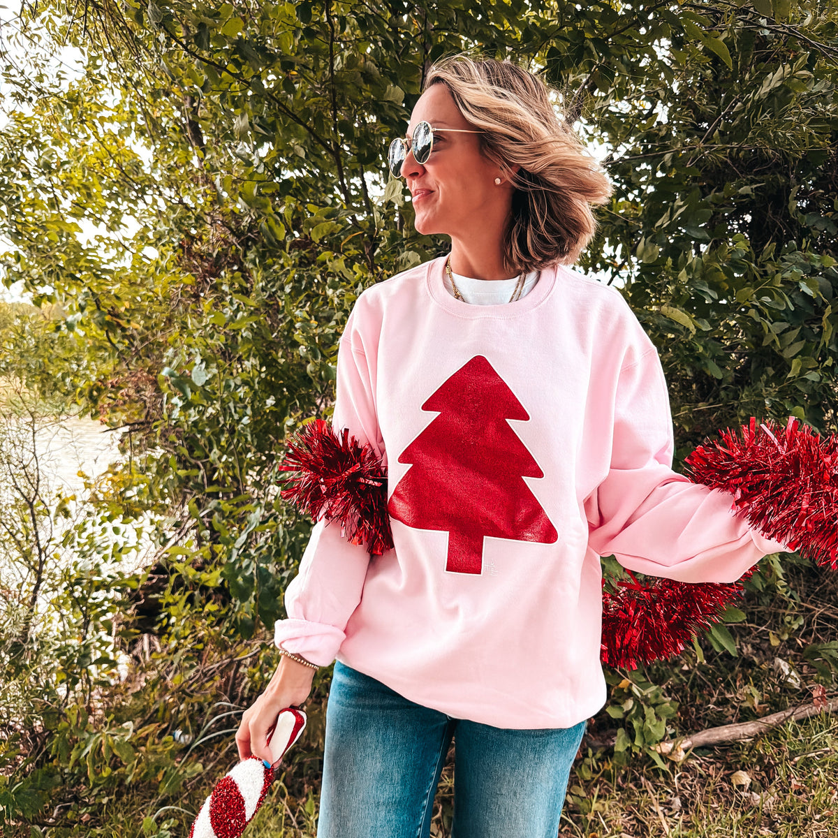 Red Glitter Tree Sweatshirt