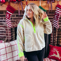 Shaylee Sherpa 1/2 Zip - OATMEAL