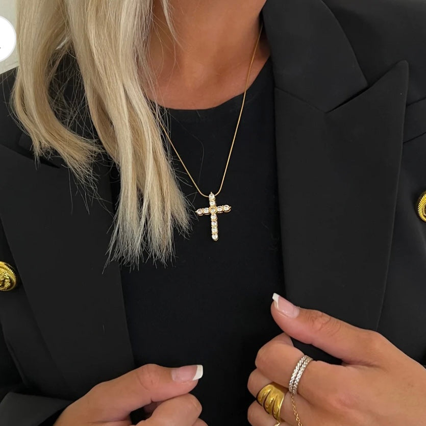 XL Diamond Cross Necklace