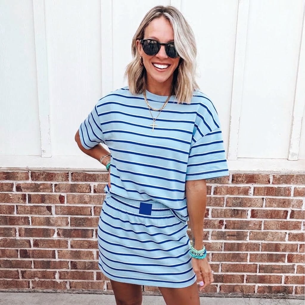 Simone Skirt Set - Sky/Navy