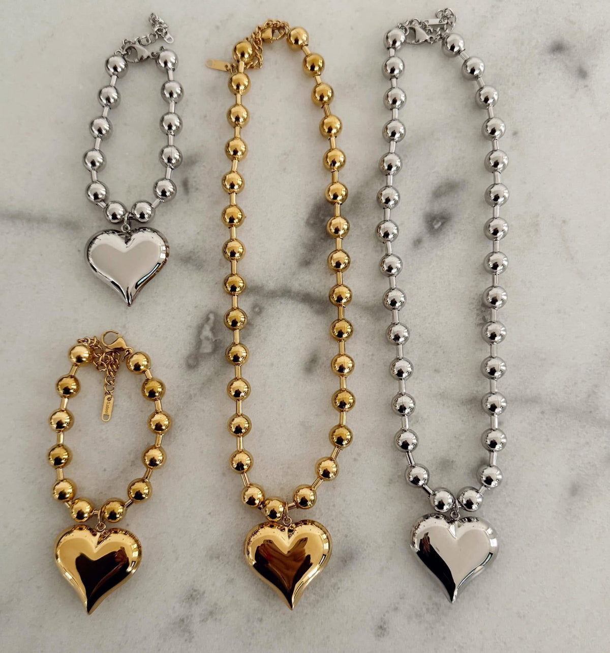 Bubble Heart Bracelet-SILVER