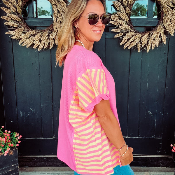 Weekender Waffle Top - PINK