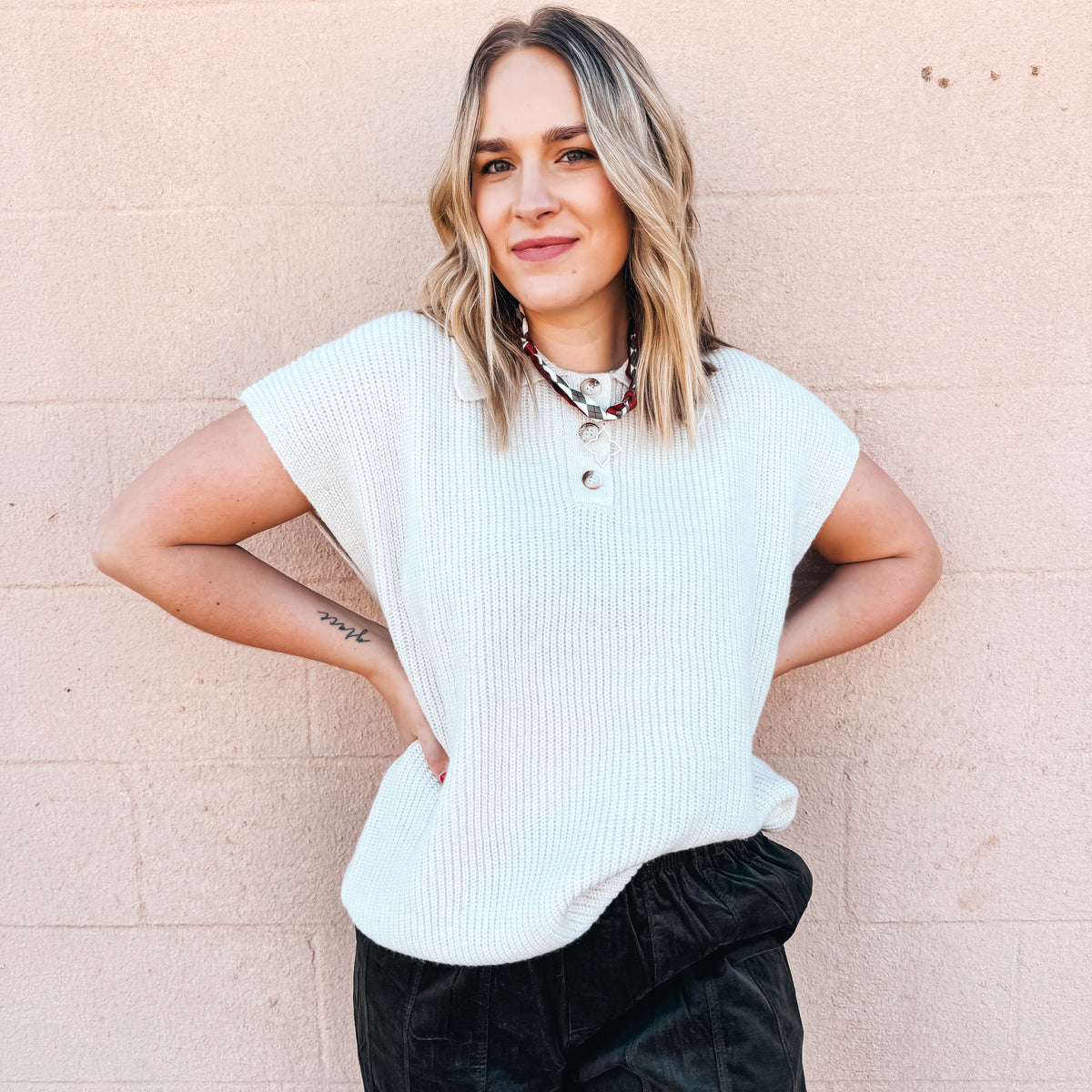 Claire Cozy Sweater Top-Cream