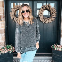 Molly Mineral Wash Terry Top - Ash Black