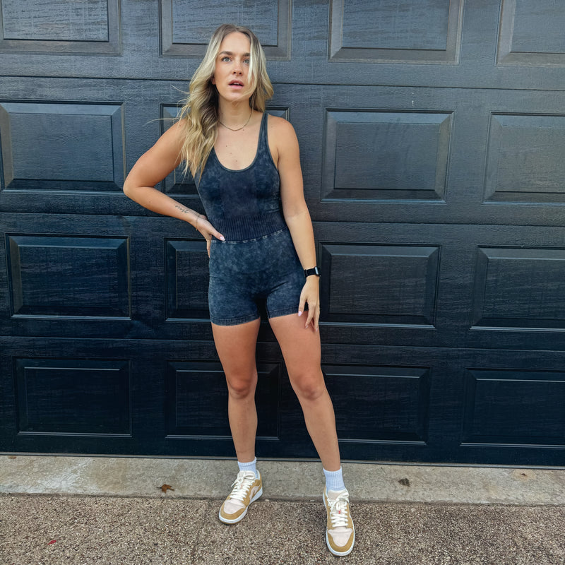 Keeping it Casual Short Romper - ASH BLACK