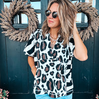 Mixed Pattern Hoodie Top