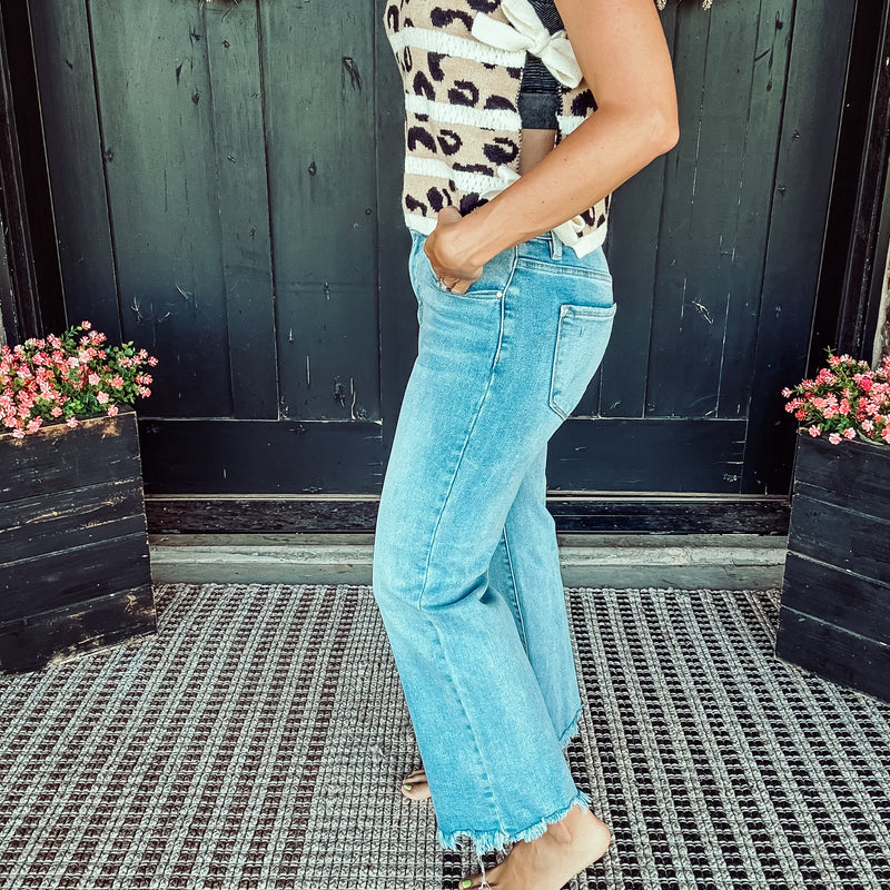 Kory Mid Rise Crop Straight Jeans