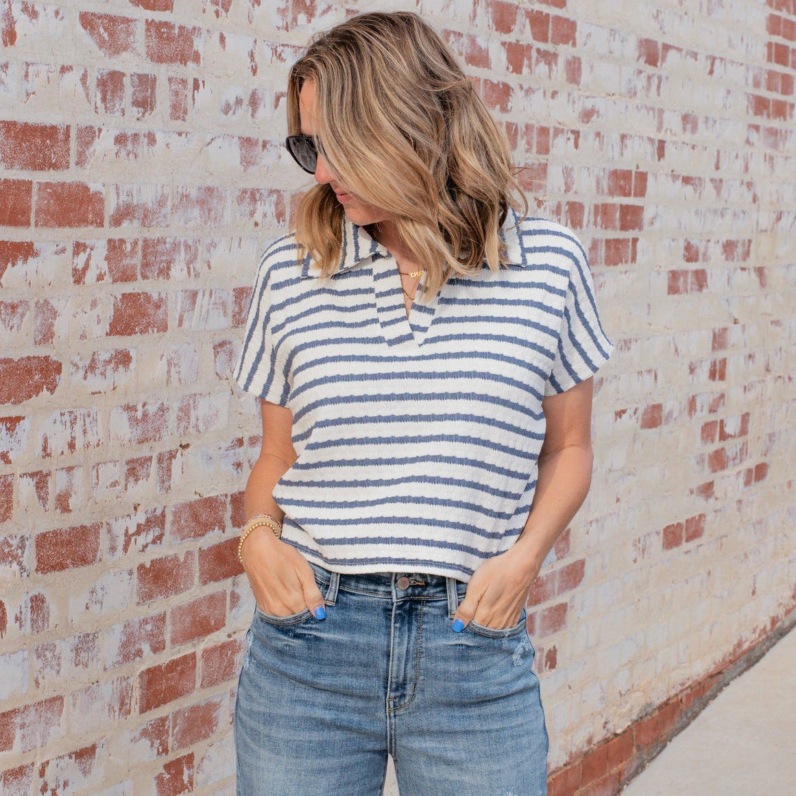 Chrisley Cropped Blouse - DENIM
