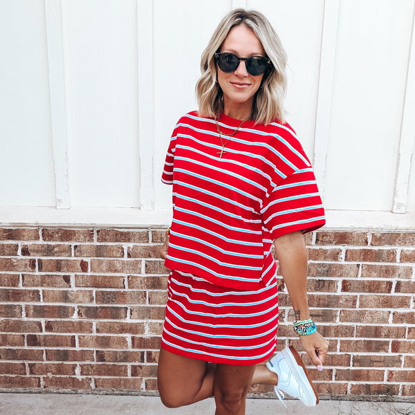 Simone Skirt Set - RED