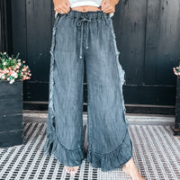 Rae Ruffled Pants - BLACK