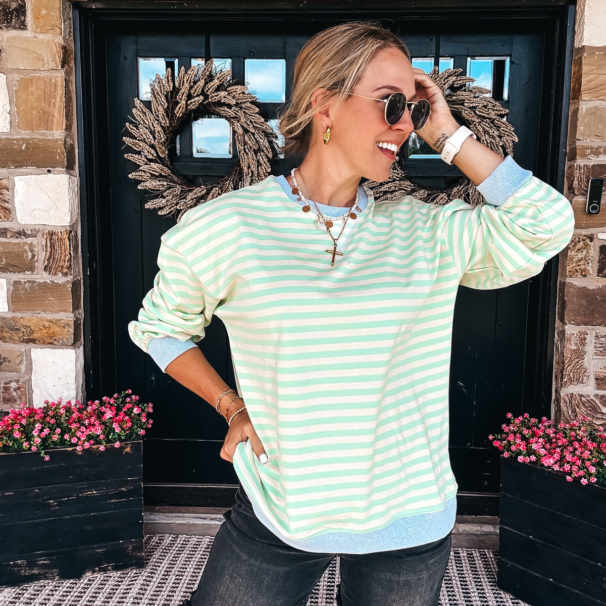 Landry Striped Sweatshirt - MINT